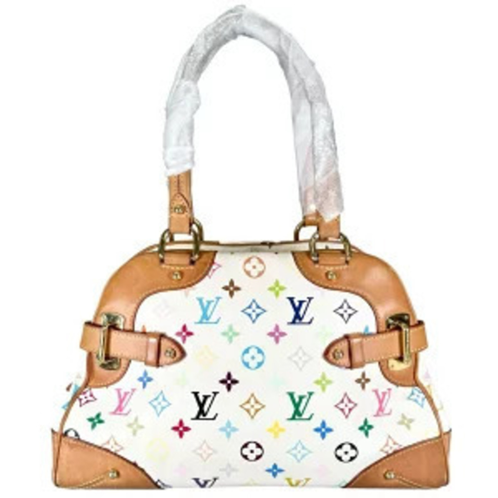 Louis Vuitton Claudia Top Handle Bag Monogram Canvas Leather Blanc White